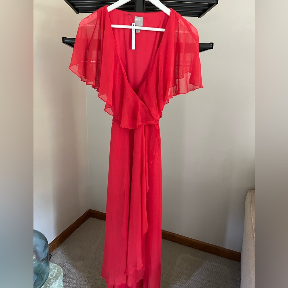 ASOS Flowy Floor length Red Dress